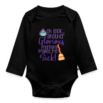 Halloween horror scary saying - Organic Longsleeve Baby Bodysuit - black - Front