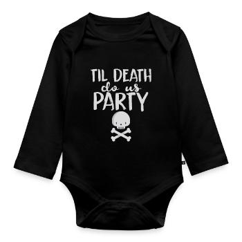 Halloween horror scary saying - Organic Longsleeve Baby Bodysuit - black - Front