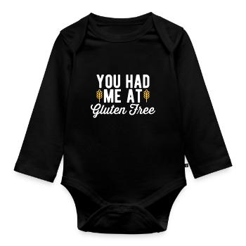 Funny You Had Me At Gluten Free For Gluten Free Lo - Organic Longsleeve Baby Bodysuit - black - Front