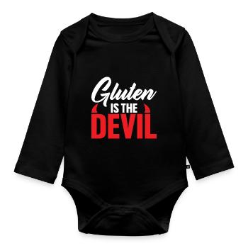 Funny Gluten Is The Devil For Gluten Free Lover - Baby Bio-Langarm-Body - Schwarz - Vorne