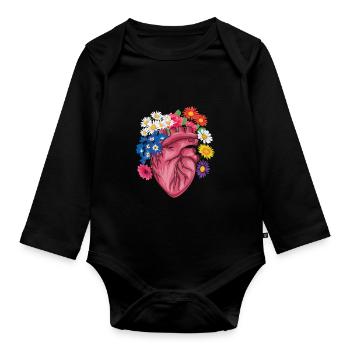 Anatomie Herz Kardiologe Herzchirurgie - Baby Bio-Langarm-Body - Schwarz - Vorne