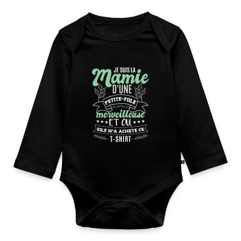 Je Suis La Mamie D'Une Petite-Fille - Body Bébé bio manches longues - noir - Devant