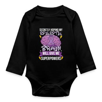 Epilepsy Awareness Month - Organic Longsleeve Baby Bodysuit - black - Front