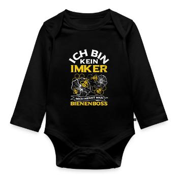 Ich Bin Kein Imker Mich Nennt Man Bienenboss Biene - Baby Bio-Langarm-Body - Schwarz - Vorne