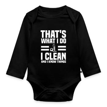 House cleaner - Organic Longsleeve Baby Bodysuit - black - Front