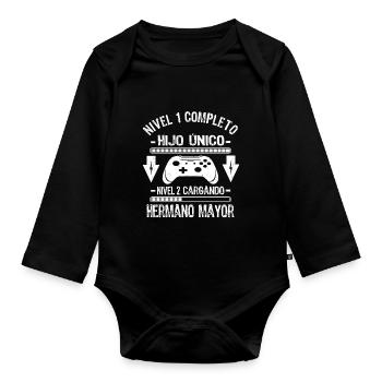 Hijo Unico Completo Nivel Hermano Mayor Cargando - Baby Bio-Langarm-Body - Schwarz - Vorne