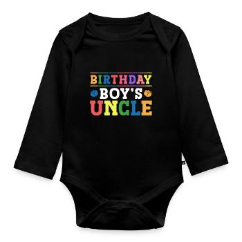 Uncle of the birthday boy Bauklötze - Organic Longsleeve Baby Bodysuit - black - Front
