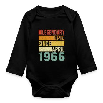 Birthday April 1966 Legendary epic - Organic Longsleeve Baby Bodysuit - black - Front