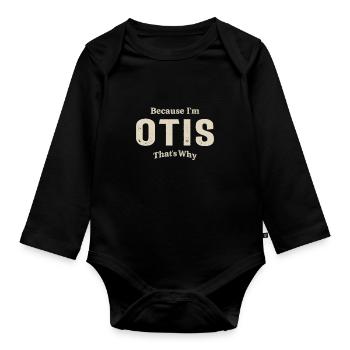 Otis Personalized Name - Organic Longsleeve Baby Bodysuit - black - Front