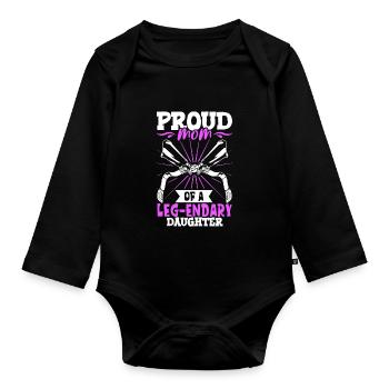 Proud mother - prosthetic leg - Organic Longsleeve Baby Bodysuit - black - Front