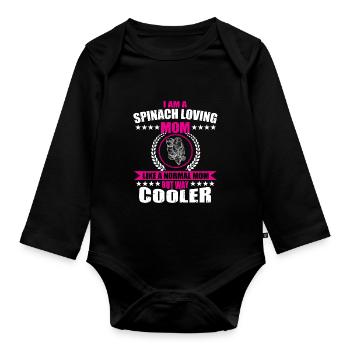 Spinach lover mom for women - Organic Longsleeve Baby Bodysuit - black - Front
