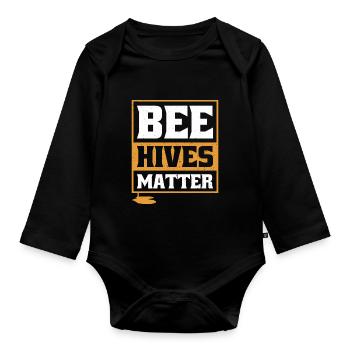 Bee hives Matter - Organic Longsleeve Baby Bodysuit - black - Front