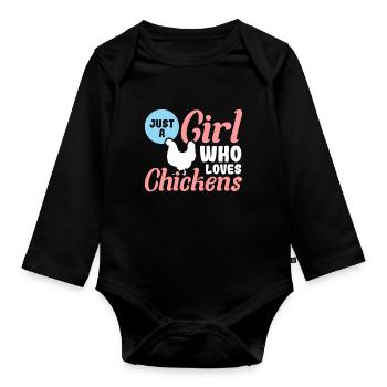 Juste une fille qui aime le poulet - Body Bébé bio manches longues - noir - Devant
