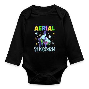 Aerial Silkiecorn - Aerial Silks - Organic Longsleeve Baby Bodysuit - black - Front