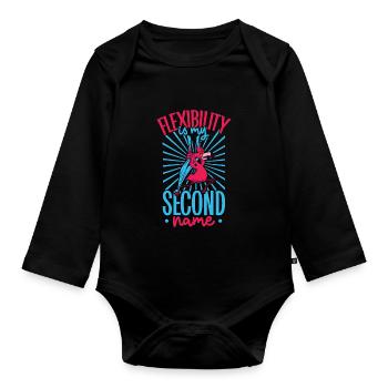 Flamingo beim Aerial Silks - Baby Bio-Langarm-Body - Schwarz - Vorne