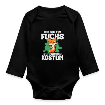 Ich Bin Ein Fuchs Im Menschen Kostum - Baby Bio-Langarm-Body - Schwarz - Vorne