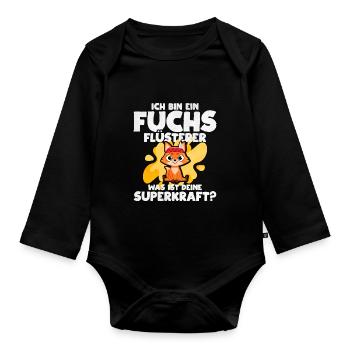 Ich Bin Ein Fuchs Flüsterer Was Ist Deine Superkra - Baby Bio-Langarm-Body - Schwarz - Vorne