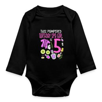 Spa Birthday For Girls 5th Spa Birthday Party - Organic Longsleeve Baby Bodysuit - black - Front