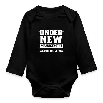 Under new management Details see Wife Pension - Organic Longsleeve Baby Bodysuit - black - Front