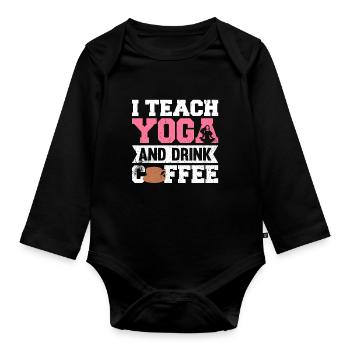 J’enseigne le yoga et bois du café instructeur de yoga - Body Bébé bio manches longues - noir - Devant