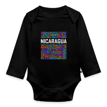 Nicaragua - Words - Organic Longsleeve Baby Bodysuit - black - Front