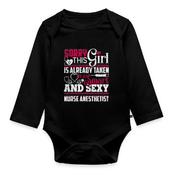 Nurse Anesthetist Taken By Nurse Anesthetist - Organic Longsleeve Baby Bodysuit - black - Front