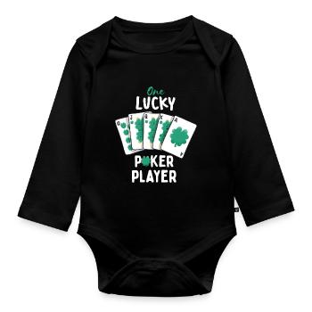 Un joueur de poker chanceux Irlandais de la Saint-Patrick - Body Bébé bio manches longues - noir - Devant