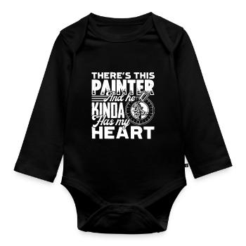 Painter This Painter Kinda Has My Heart - Organic Longsleeve Baby Bodysuit - black - Front