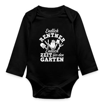 Endlich Rentner! Endlich Zeit Für Den Garten Garte - Baby Bio-Langarm-Body - Schwarz - Vorne