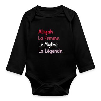 Aliyah la femme le mythe la légende - Body Bébé bio manches longues - noir - Devant