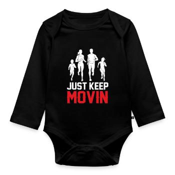 Never stand still - Organic Longsleeve Baby Bodysuit - black - Front