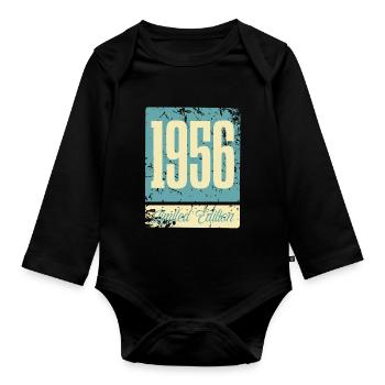1956 Anniversaire de naissance Année de naissance - Body Bébé bio manches longues - noir - Devant