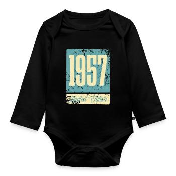 1957 Naissance Anniversaire Année de naissance - Body Bébé bio manches longues - noir - Devant