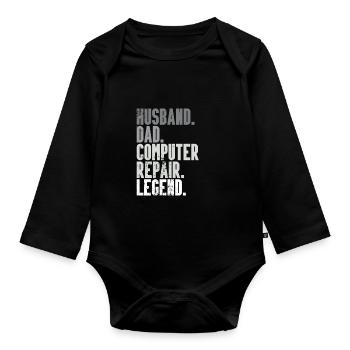 Technologie de soutien à la réparation d’ordinateurs - Body Bébé bio manches longues - noir - Devant