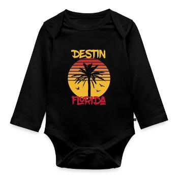 Florida Destin Palmen Ocean Surfing - Baby Bio-Langarm-Body - Schwarz - Vorne