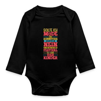 Müde und schmutzig - vier Kinder - Baby Bio-Langarm-Body - Schwarz - Vorne