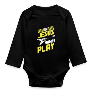 I play Guitar - Organic Longsleeve Baby Bodysuit - black - Front