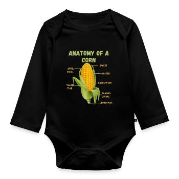 Anatomy of a corn - Organic Longsleeve Baby Bodysuit - black - Front