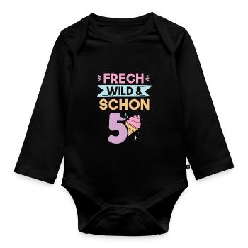 5 Jahre Geburtstag Junge Mädchen Eis essen - Baby Bio-Langarm-Body - Schwarz - Vorne