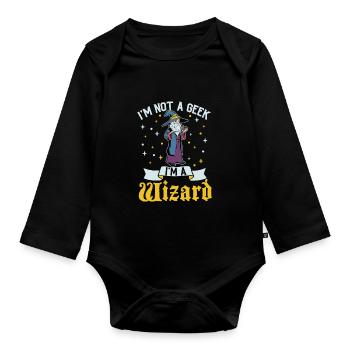 No Geek - D20 RPG Character - Wizard - Organic Longsleeve Baby Bodysuit - black - Front