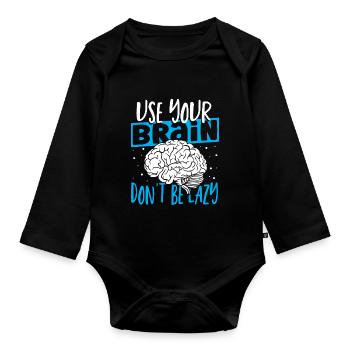Utilisez votre cerveau Ne soyez pas paresseux Neuroscience - Body Bébé bio manches longues - noir - Devant
