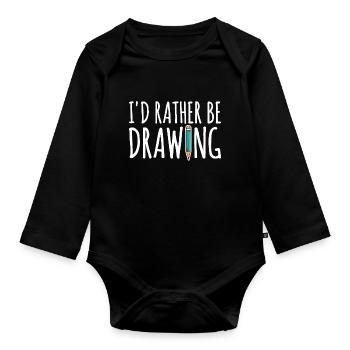 Je préfère dessiner pour artiste peintre - Body Bébé bio manches longues - noir - Devant