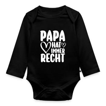 Papa Vater Vatertag - Baby Bio-Langarm-Body - Schwarz - Vorne