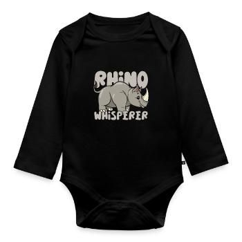 Rhino Rhino Safari Zoo Wilderness Wildlife - Organic Longsleeve Baby Bodysuit - black - Front