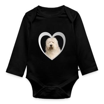Bobtail Heart - J’aime Bobtail - Body Bébé bio manches longues - noir - Devant