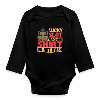 Lucky Slot Machine Shirt Do Not Wash Casino - Baby Bio-Langarm-Body - Schwarz - Vorne