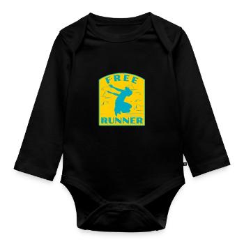 Freerunning Parkour Vintage Freerunner Streetwear - Organic Longsleeve Baby Bodysuit - black - Front