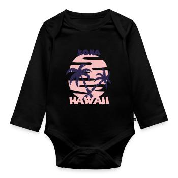 Familienurlaub Hawaii Kona Palm Tree Beach Ocean - Baby Bio-Langarm-Body - Schwarz - Vorne