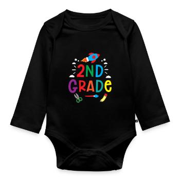 Second Grade School Second Grade Students Teachers - Organic Longsleeve Baby Bodysuit - black - Front