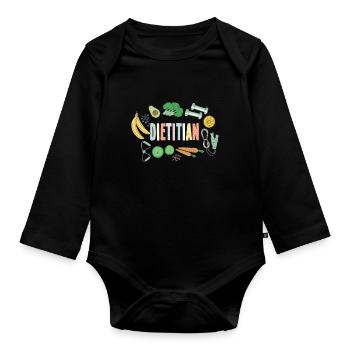Tolles Ernährungsberater Design - Baby Bio-Langarm-Body - Schwarz - Vorne